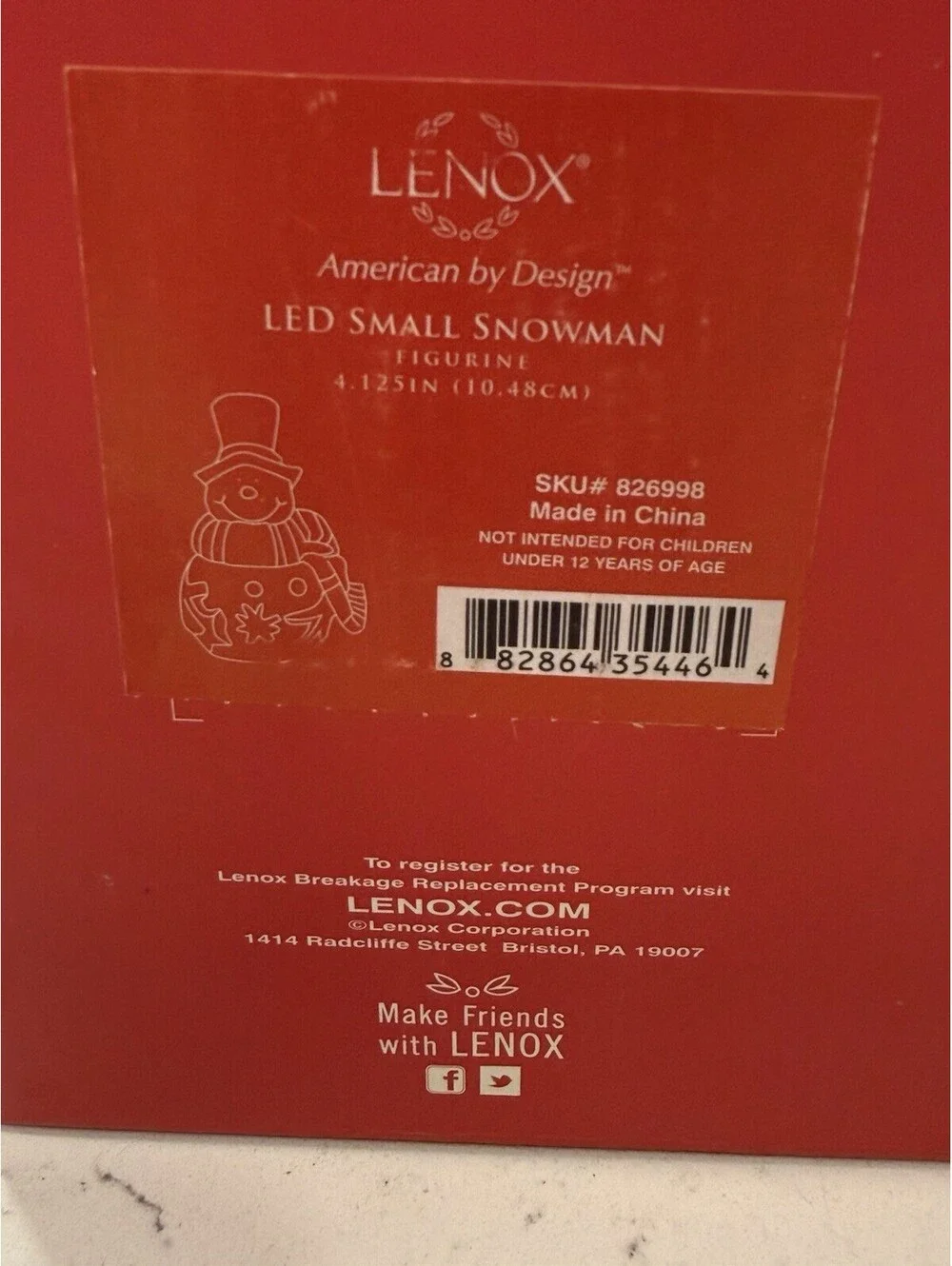 Rare Lenox Christmas Figurine Light Up SNOWMAN 6.5 in Porcelain Smiling, Scarf